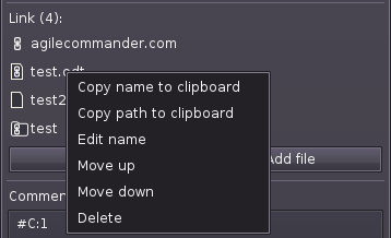 Links and files menu.